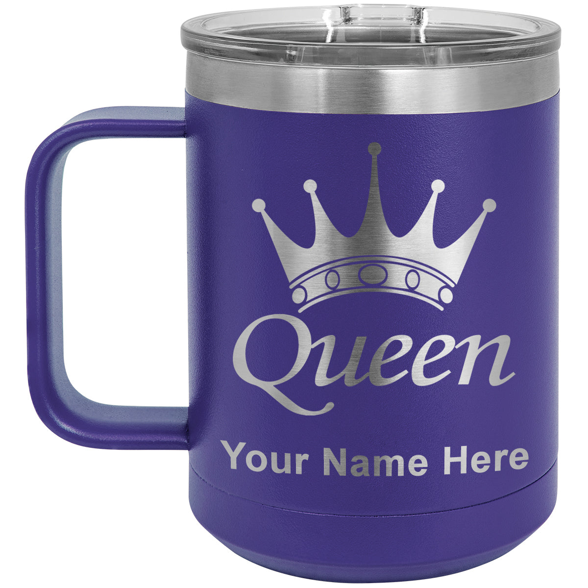 15oz Vacuum Insulated Coffee Mug, Queen Crown, Personalized Engraving Included