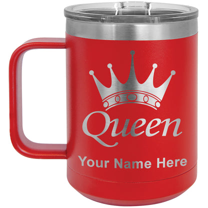 15oz Vacuum Insulated Coffee Mug, Queen Crown, Personalized Engraving Included