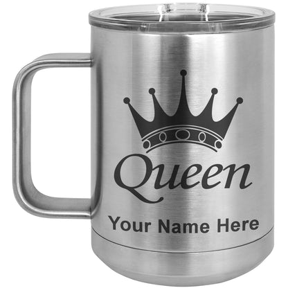 15oz Vacuum Insulated Coffee Mug, Queen Crown, Personalized Engraving Included