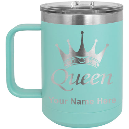 15oz Vacuum Insulated Coffee Mug, Queen Crown, Personalized Engraving Included