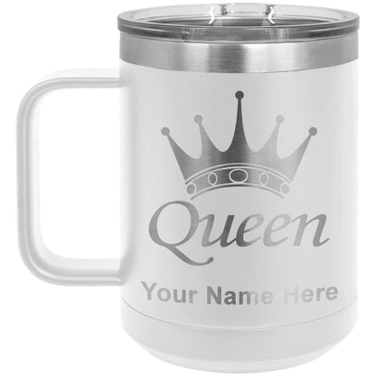 15oz Vacuum Insulated Coffee Mug, Queen Crown, Personalized Engraving Included