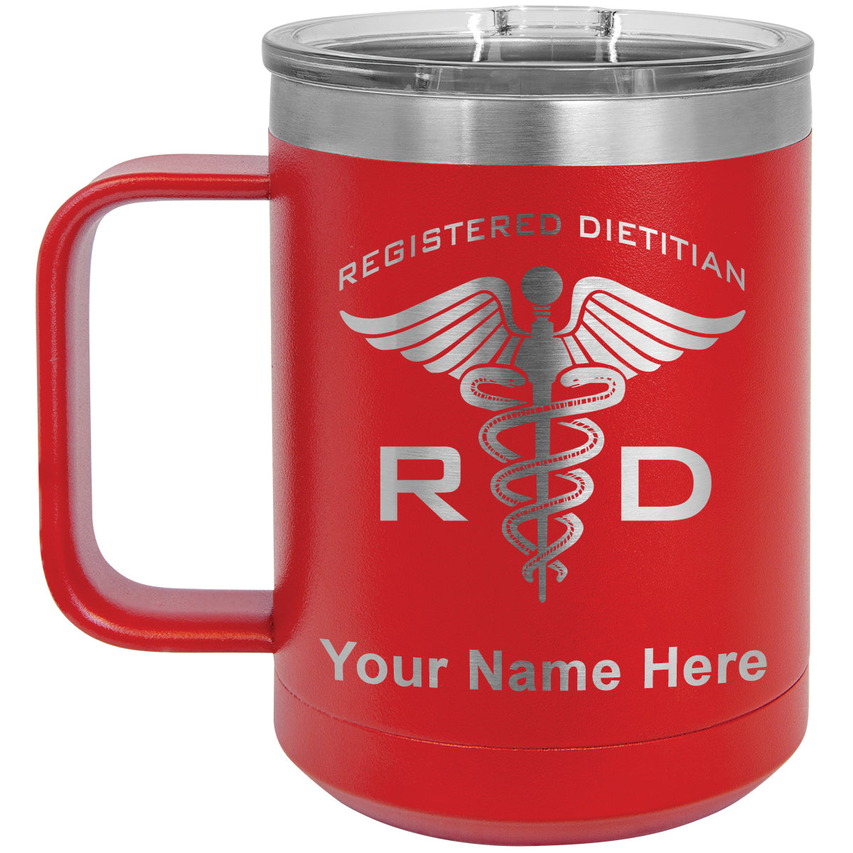 15oz Vacuum Insulated Coffee Mug, RD Registered Dietitian, Personalized Engraving Included
