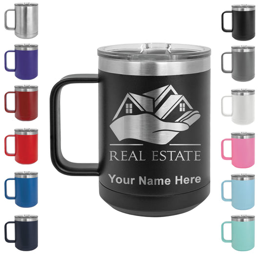 15oz Vacuum Insulated Coffee Mug, Real Estate, Personalized Engraving Included