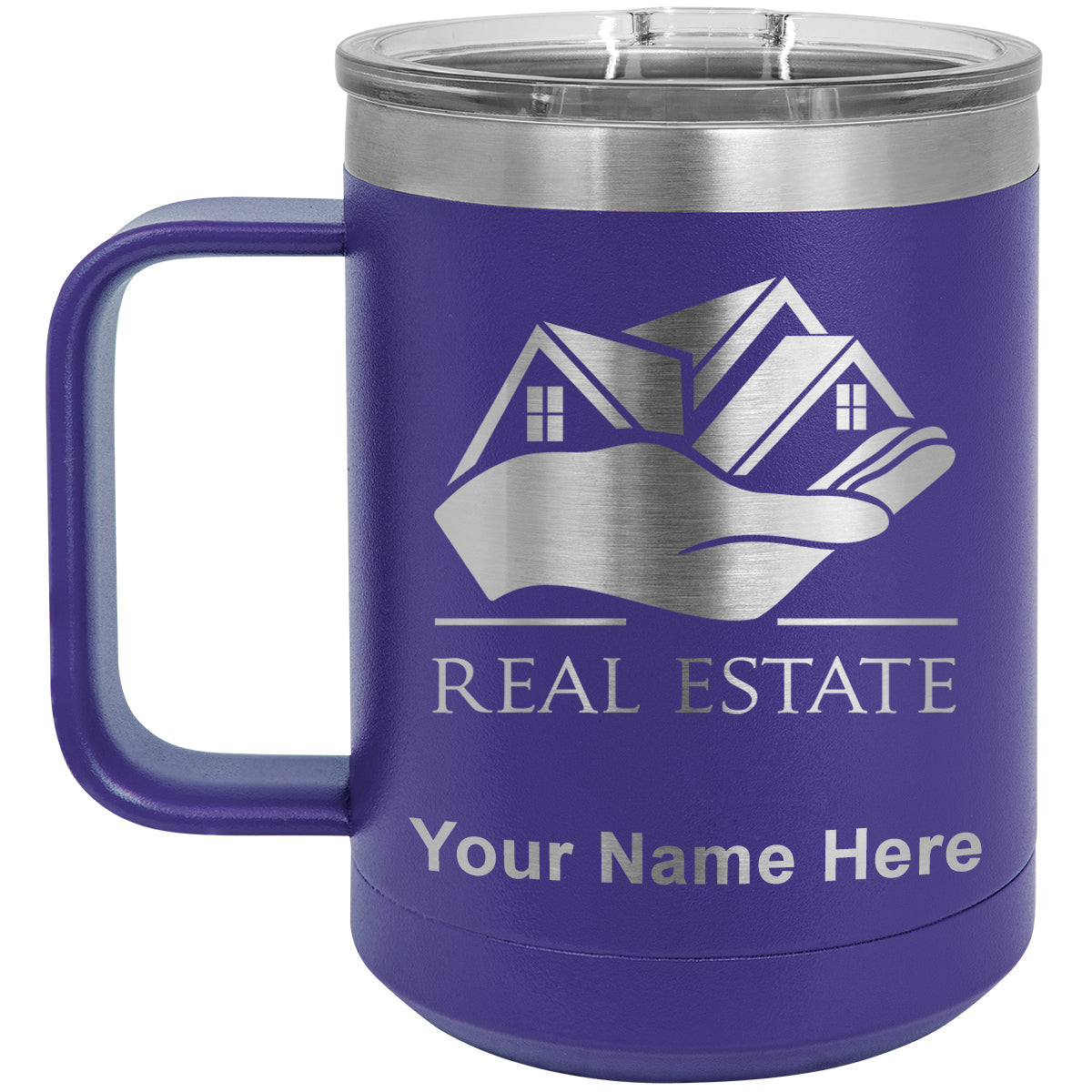 15oz Vacuum Insulated Coffee Mug, Real Estate, Personalized Engraving Included