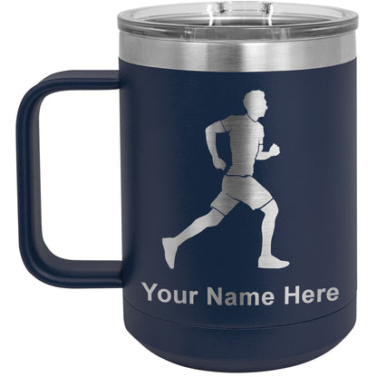 15oz Vacuum Insulated Coffee Mug, Running Man, Personalized Engraving Included