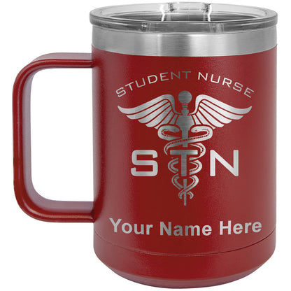 15oz Vacuum Insulated Coffee Mug, STN Student Nurse, Personalized Engraving Included