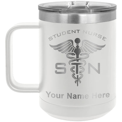 15oz Vacuum Insulated Coffee Mug, STN Student Nurse, Personalized Engraving Included