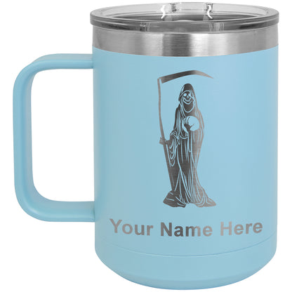 15oz Vacuum Insulated Coffee Mug, Santa Muerte, Personalized Engraving Included