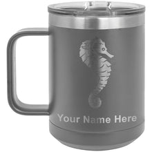 Load image into Gallery viewer, 15oz Vacuum Insulated Coffee Mug, Seahorse, Personalized Engraving Included
