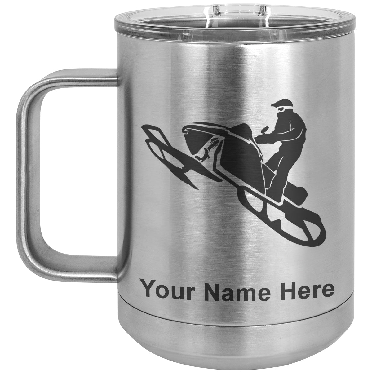 15oz Vacuum Insulated Coffee Mug, Snowmobile, Personalized Engraving Included