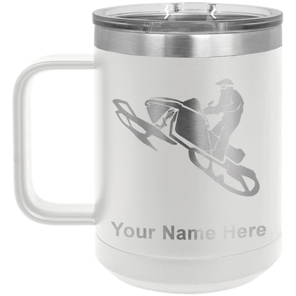15oz Vacuum Insulated Coffee Mug, Snowmobile, Personalized Engraving Included