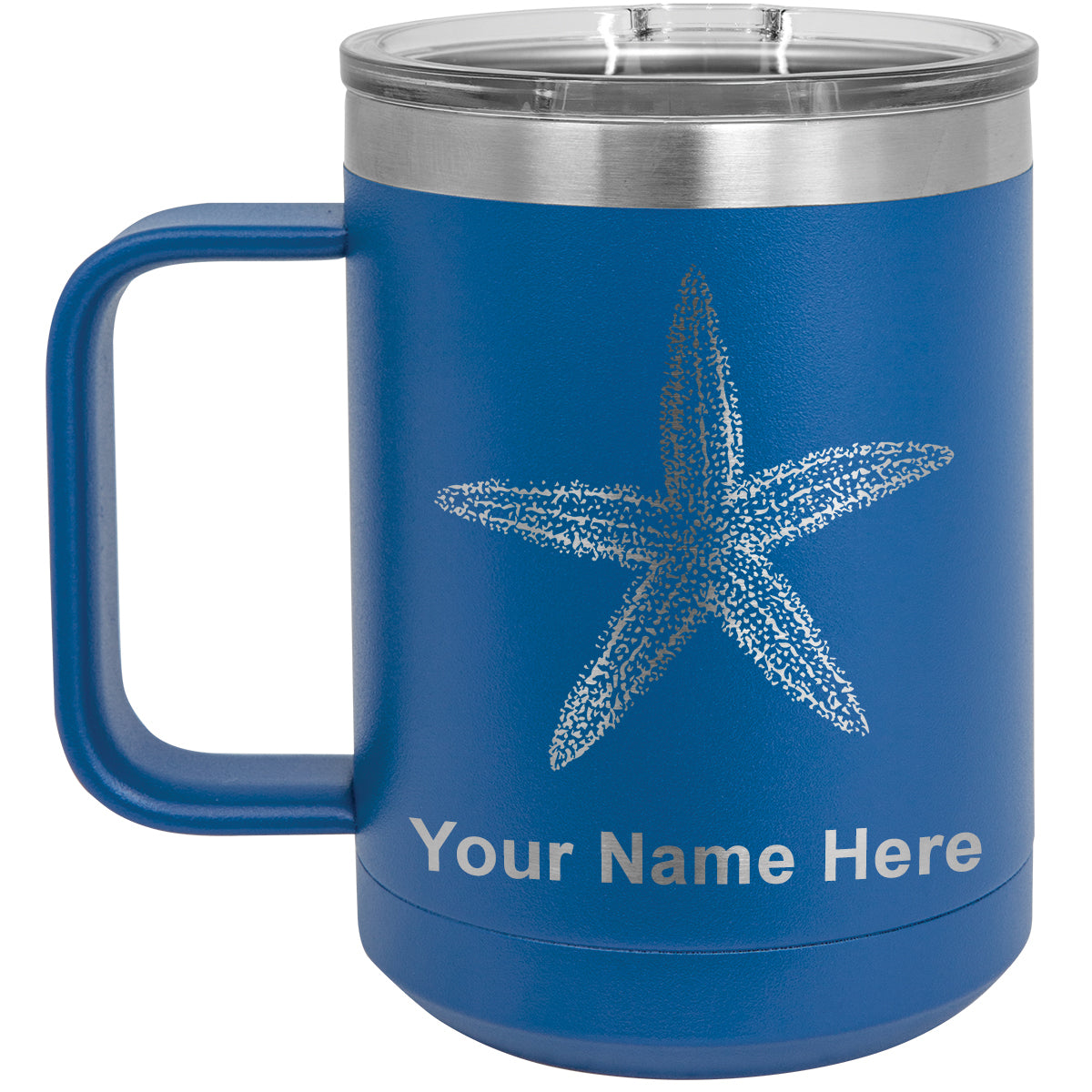 15oz Vacuum Insulated Coffee Mug, Starfish, Personalized Engraving Included