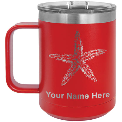 15oz Vacuum Insulated Coffee Mug, Starfish, Personalized Engraving Included