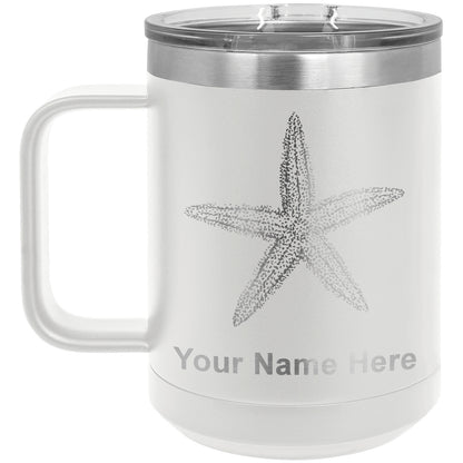 15oz Vacuum Insulated Coffee Mug, Starfish, Personalized Engraving Included