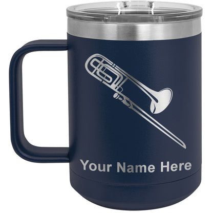 15oz Vacuum Insulated Coffee Mug, Trombone, Personalized Engraving Included