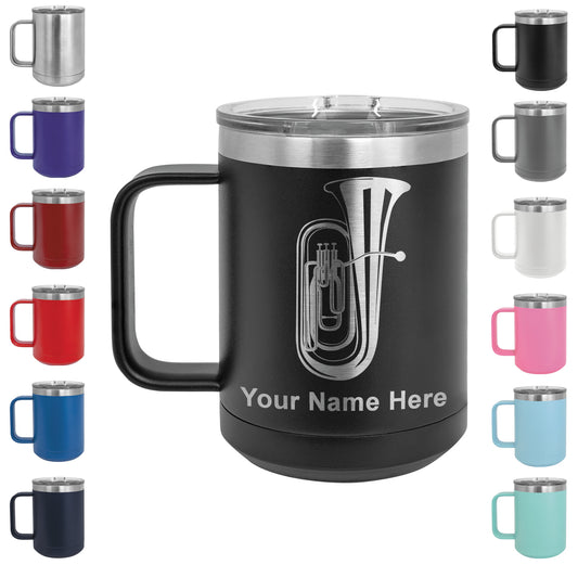 15oz Vacuum Insulated Coffee Mug, Tuba, Personalized Engraving Included