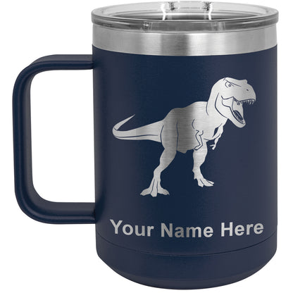 15oz Vacuum Insulated Coffee Mug, Tyrannosaurus Rex Dinosaur, Personalized Engraving Included