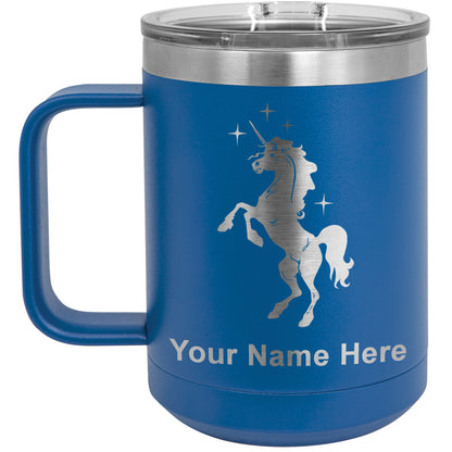 15oz Vacuum Insulated Coffee Mug, Unicorn, Personalized Engraving Included