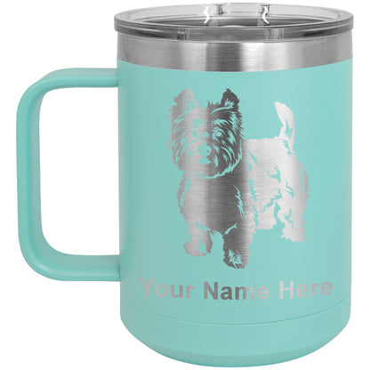 15oz Vacuum Insulated Coffee Mug, West Highland Terrier Dog, Personalized Engraving Included