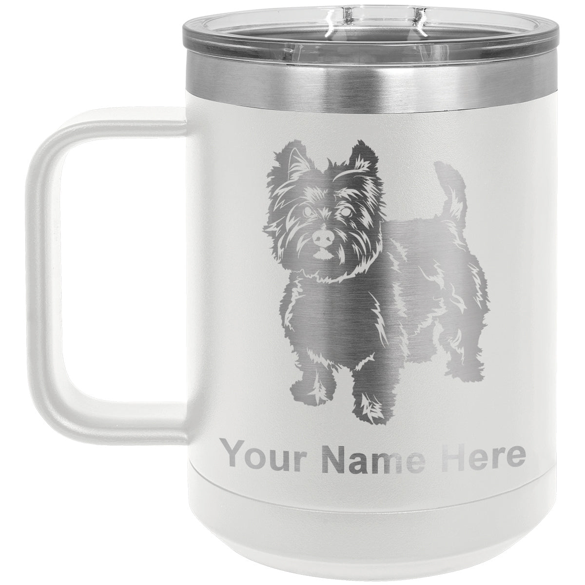 15oz Vacuum Insulated Coffee Mug, West Highland Terrier Dog, Personalized Engraving Included