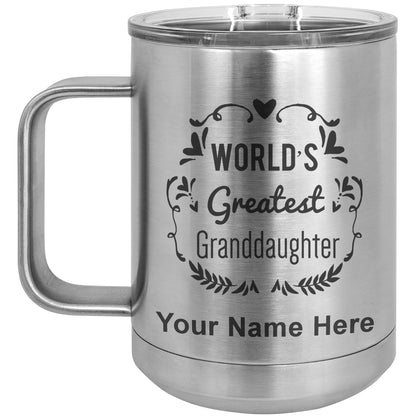 15oz Vacuum Insulated Coffee Mug, World's Greatest Granddaughter, Personalized Engraving Included