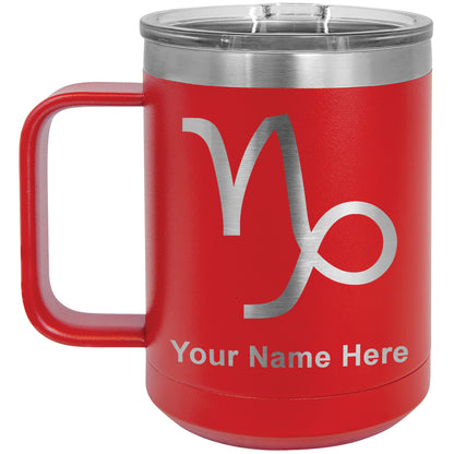 15oz Vacuum Insulated Coffee Mug, Zodiac Sign Capricorn, Personalized Engraving Included