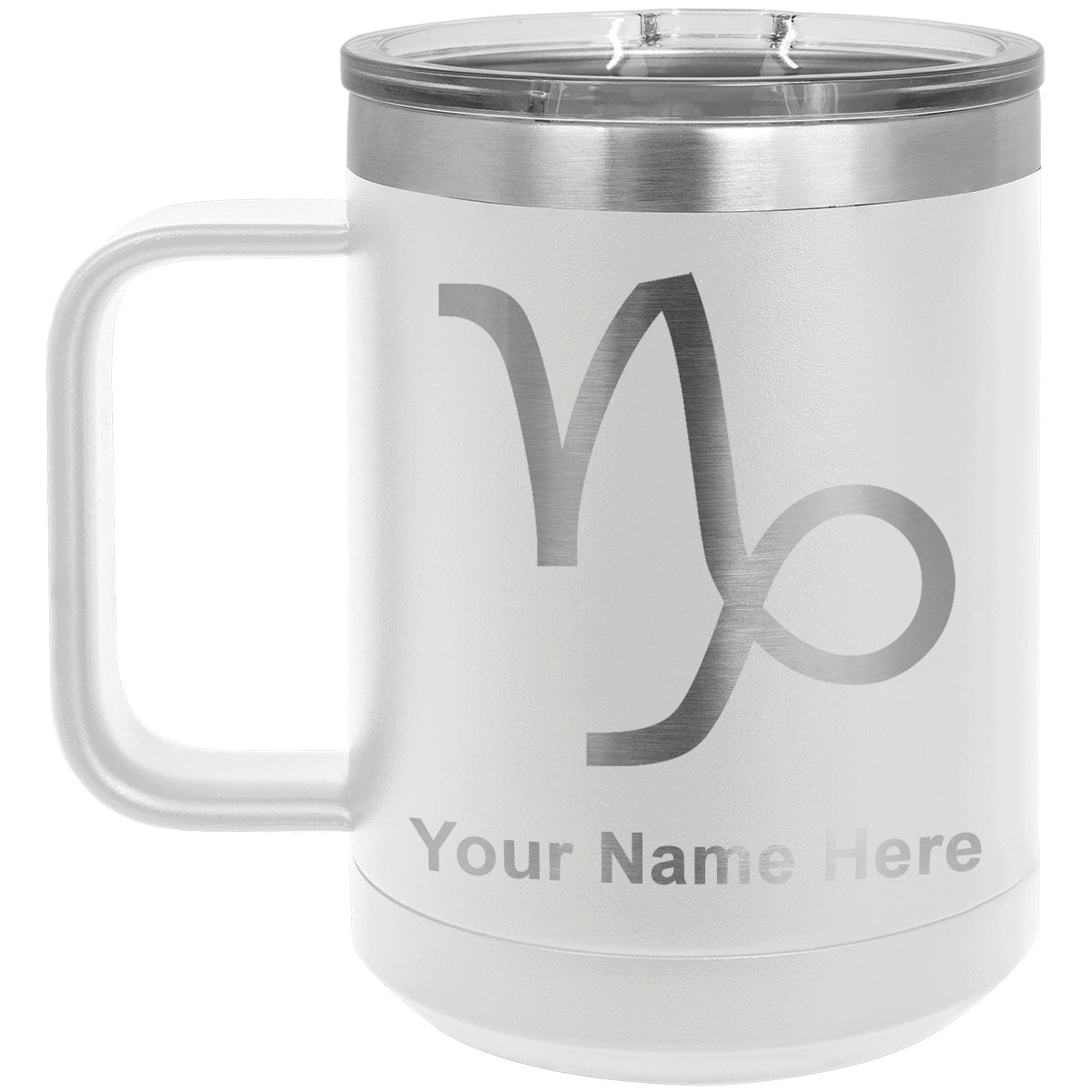 15oz Vacuum Insulated Coffee Mug, Zodiac Sign Capricorn, Personalized Engraving Included