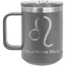 Load image into Gallery viewer, 15oz Vacuum Insulated Coffee Mug, Zodiac Sign Leo, Personalized Engraving Included
