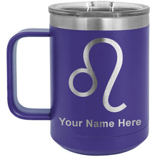 Load image into Gallery viewer, 15oz Vacuum Insulated Coffee Mug, Zodiac Sign Leo, Personalized Engraving Included
