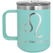 Load image into Gallery viewer, 15oz Vacuum Insulated Coffee Mug, Zodiac Sign Leo, Personalized Engraving Included
