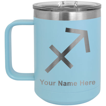 15oz Vacuum Insulated Coffee Mug, Zodiac Sign Sagittarius, Personalized Engraving Included