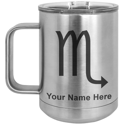 15oz Vacuum Insulated Coffee Mug, Zodiac Sign Scorpio, Personalized Engraving Included