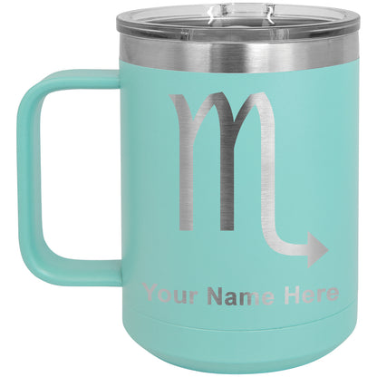 15oz Vacuum Insulated Coffee Mug, Zodiac Sign Scorpio, Personalized Engraving Included