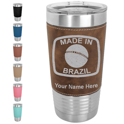 20oz Faux Leather Tumbler Mug, Made in Brazil, Personalized Engraving Included - LaserGram Custom Engraved Gifts