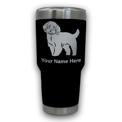 LaserGram 30oz Tumbler Mug, Maltese Dog, Personalized Engraving Included