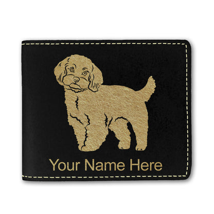 Faux Leather Bi-Fold Wallet, Maltese Dog, Personalized Engraving Included