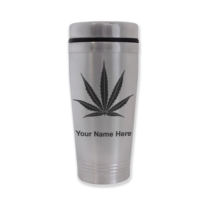 Commuter Travel Mug, Marijuana leaf, Personalized Engraving Included
