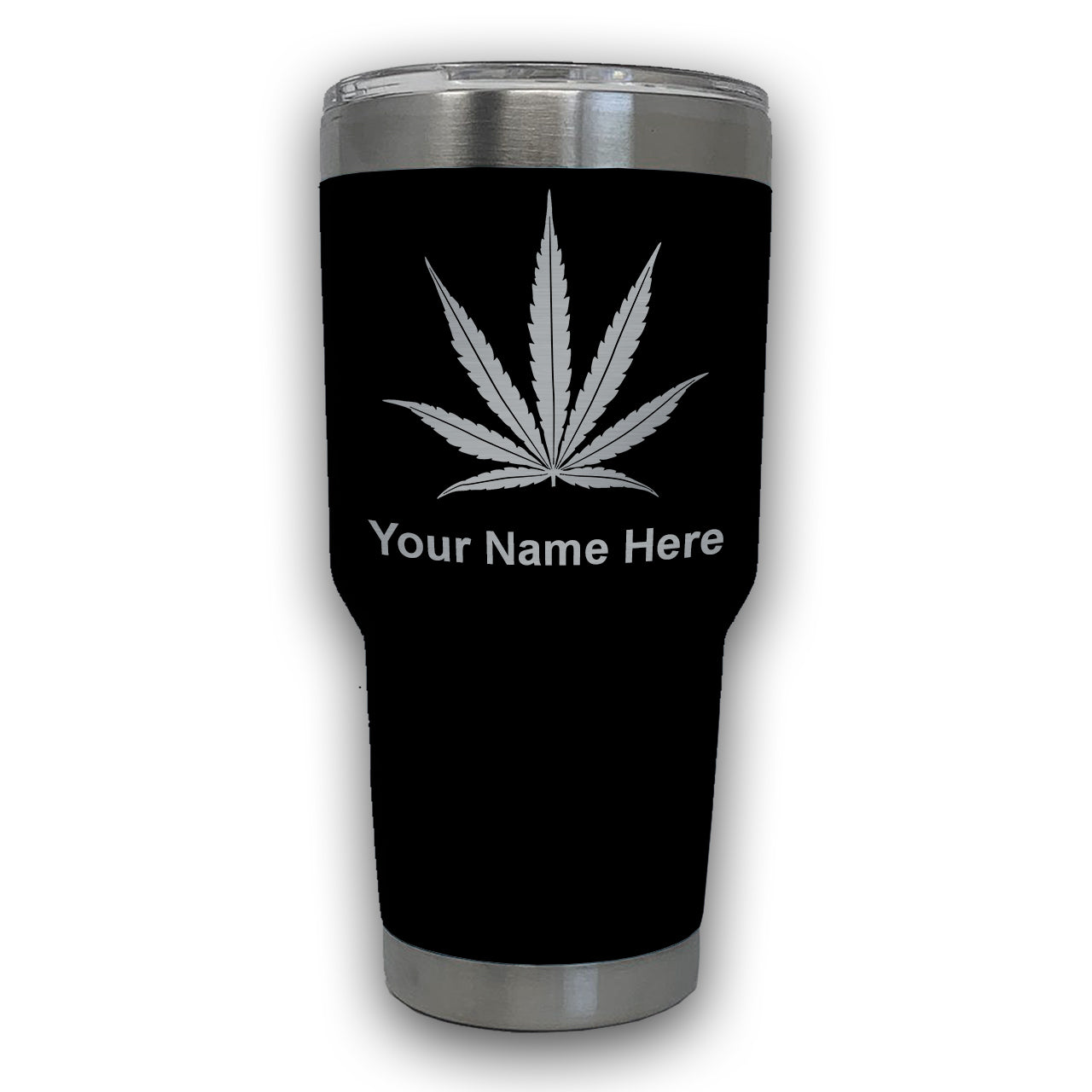 LaserGram 30oz Tumbler Mug, Marijuana leaf, Personalized Engraving Included