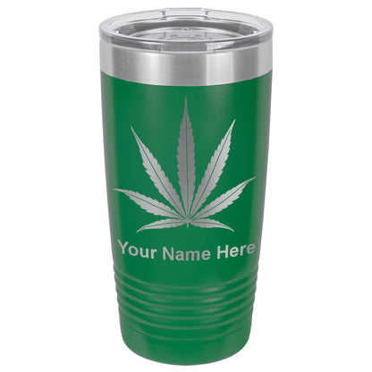 20oz Vacuum Insulated Tumbler Mug, Marijuana leaf, Personalized Engraving Included