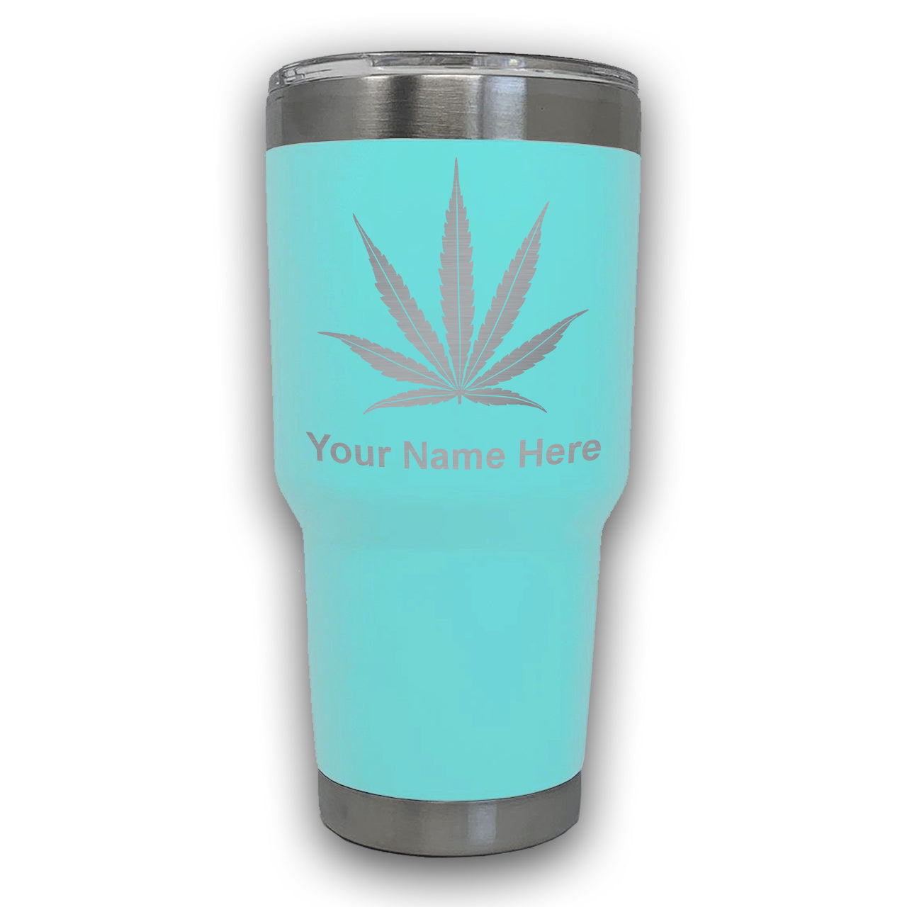 LaserGram 30oz Tumbler Mug, Marijuana leaf, Personalized Engraving Included