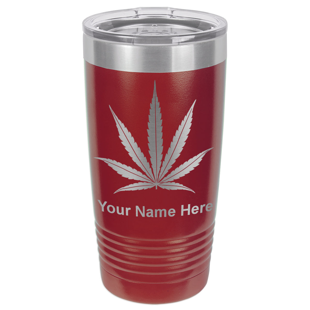 20oz Vacuum Insulated Tumbler Mug, Marijuana leaf, Personalized Engraving Included