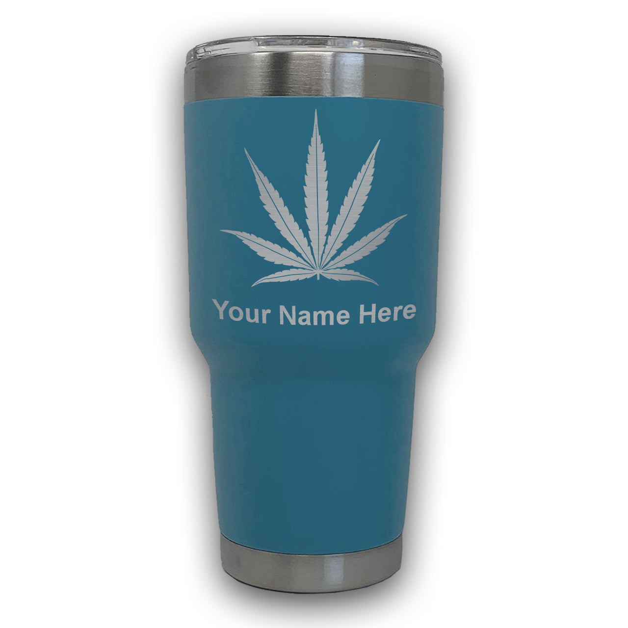 LaserGram 30oz Tumbler Mug, Marijuana leaf, Personalized Engraving Included