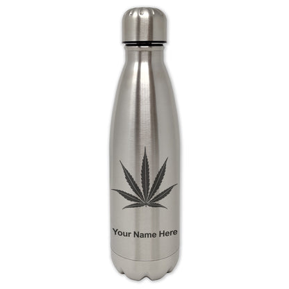 LaserGram Single Wall Water Bottle, Marijuana leaf, Personalized Engraving Included