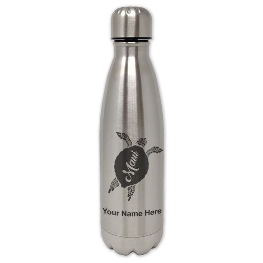 LaserGram Single Wall Water Bottle, Maui Sea Turtle, Personalized Engraving Included