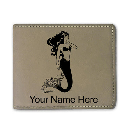 Faux Leather Bi-Fold Wallet, Mermaid, Personalized Engraving Included