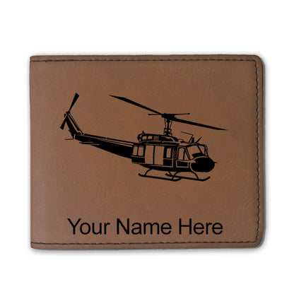 Faux Leather Bi-Fold Wallet, Military Helicopter 2, Personalized Engraving Included