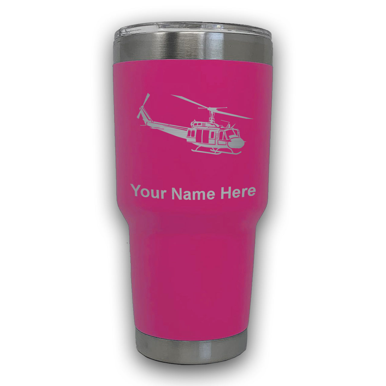 LaserGram 30oz Tumbler Mug, Military Helicopter 2, Personalized Engraving Included