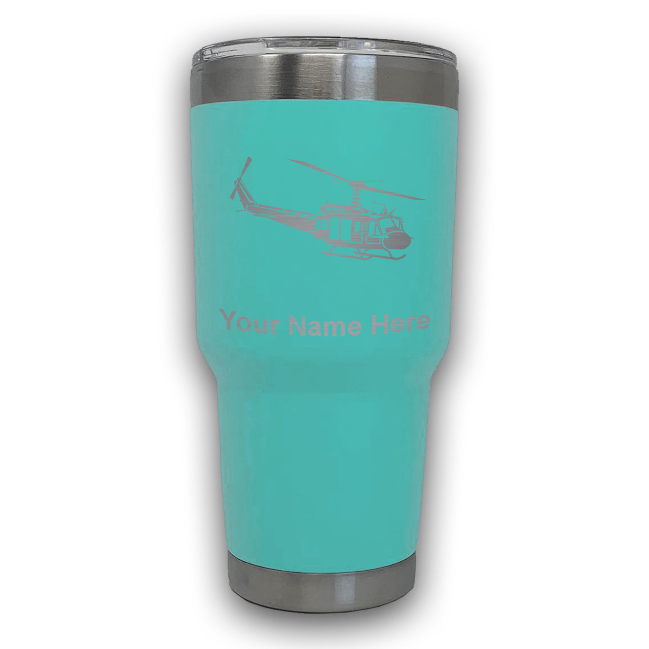 LaserGram 30oz Tumbler Mug, Military Helicopter 2, Personalized Engraving Included