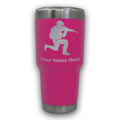 LaserGram 30oz Tumbler Mug, Military Soldier, Personalized Engraving Included