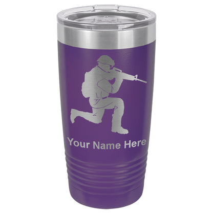 20oz Vacuum Insulated Tumbler Mug, Military Soldier, Personalized Engraving Included
